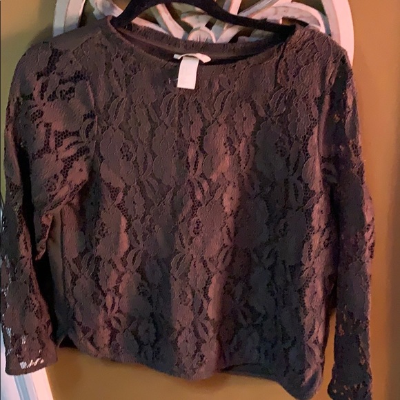 🎉H&M Hunter Green Lace Top sz M - Picture 3 of 5